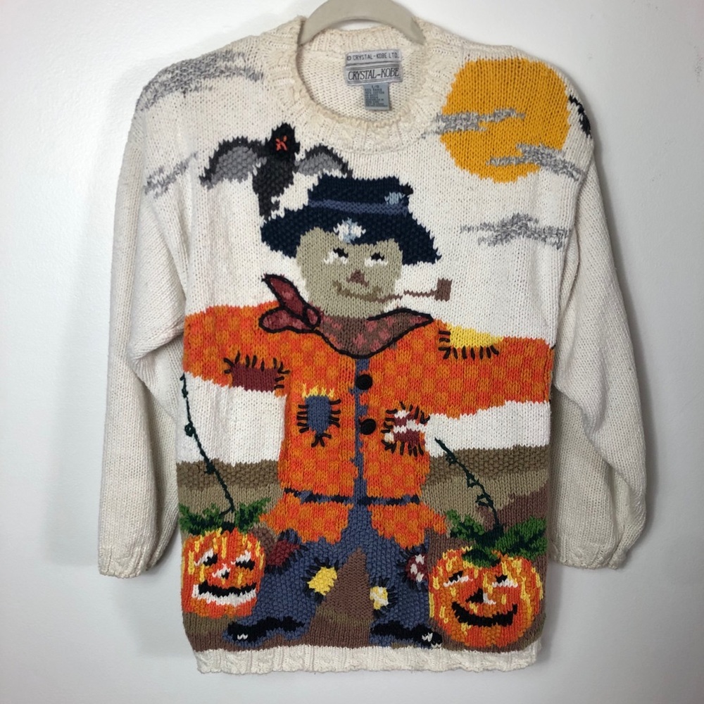 Halloween fall sweater hand knitted size large